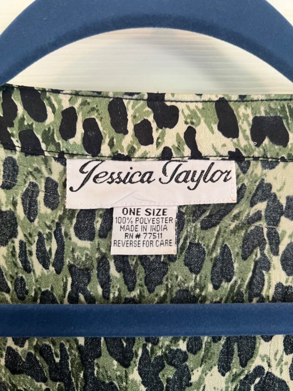 Vintage Jessica Taylor Green Tiger Animal Print Kaftan Dress Muumuu Caftan Maxi - Picture 8 of 9